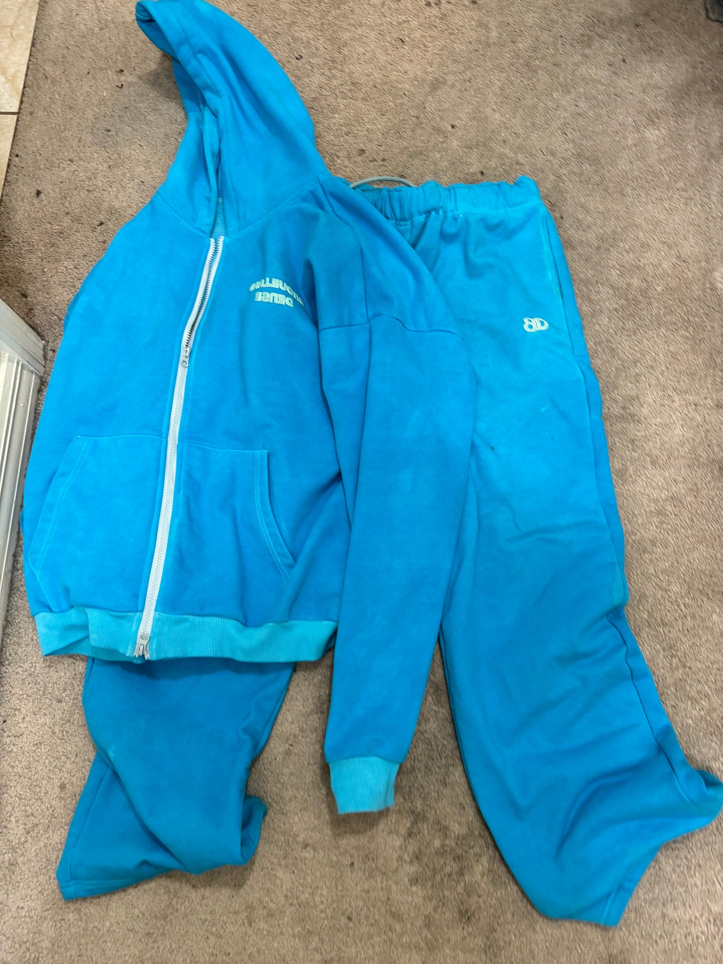 blue jumpsuit