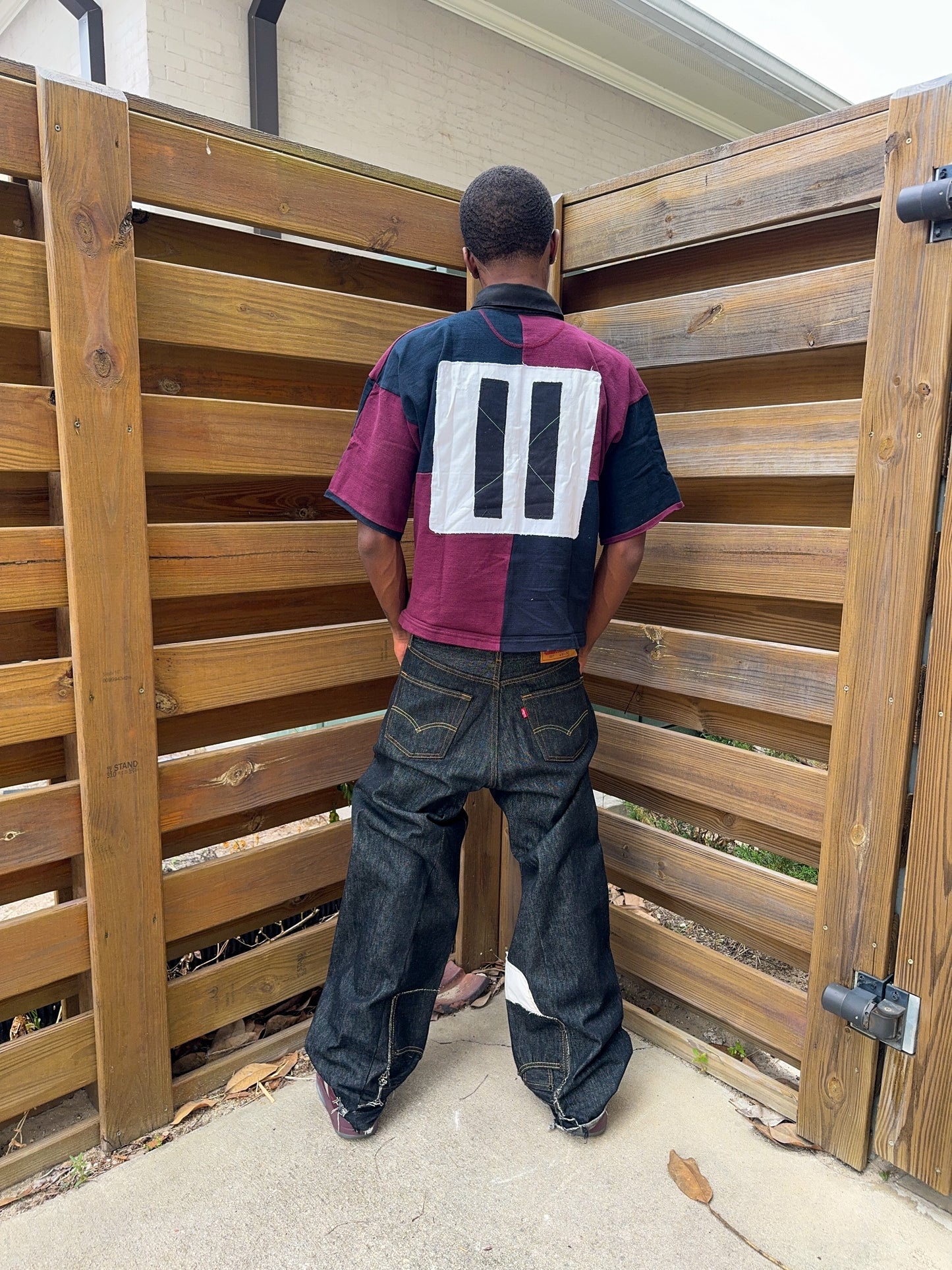 Cropped Burgundy Rugby style tee