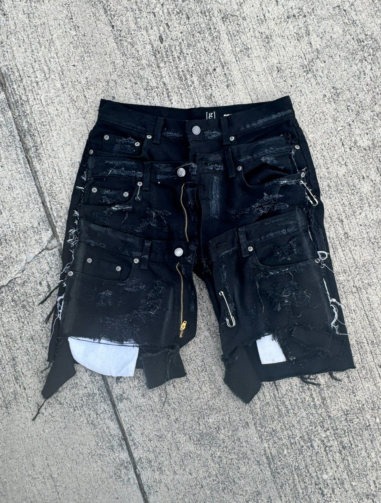 1 of 1 custom black distressed jorts