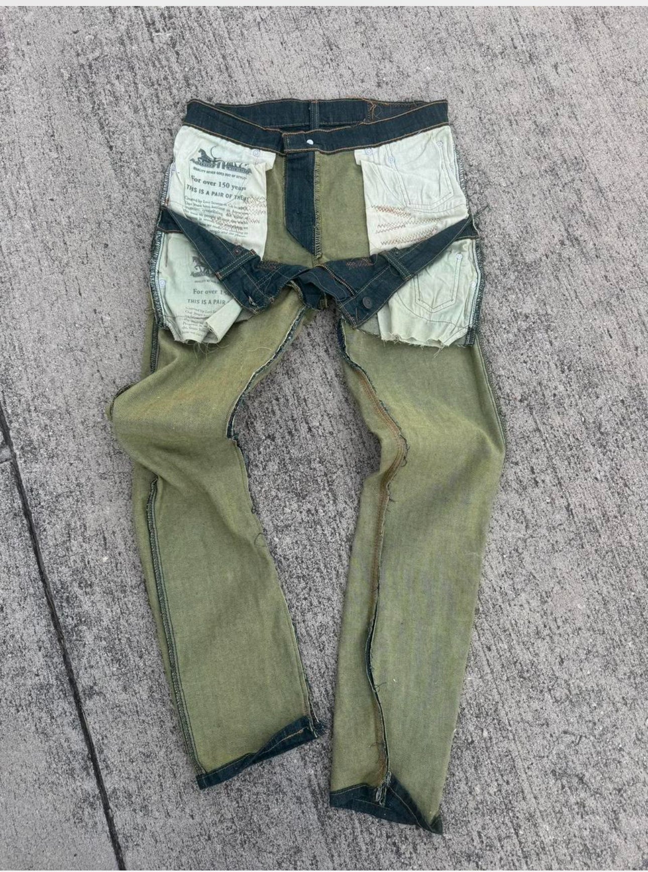 1 of 1 inside out green wash jeans