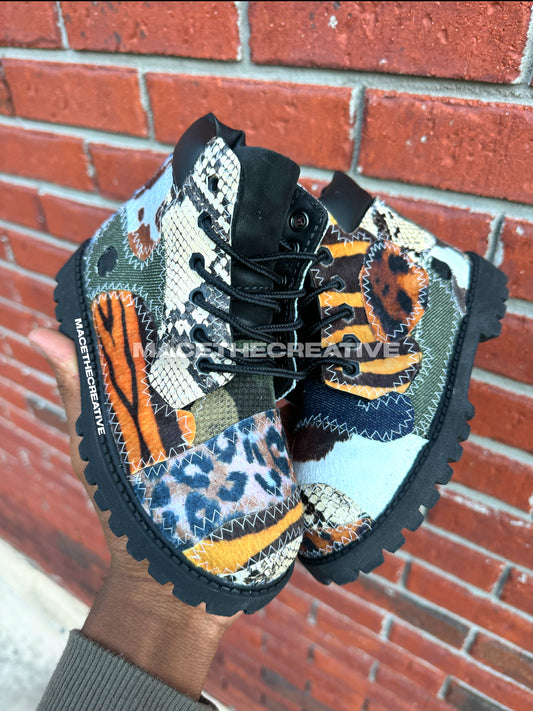 (Premade) kids Timbs Gon Wild🐅 (9c)