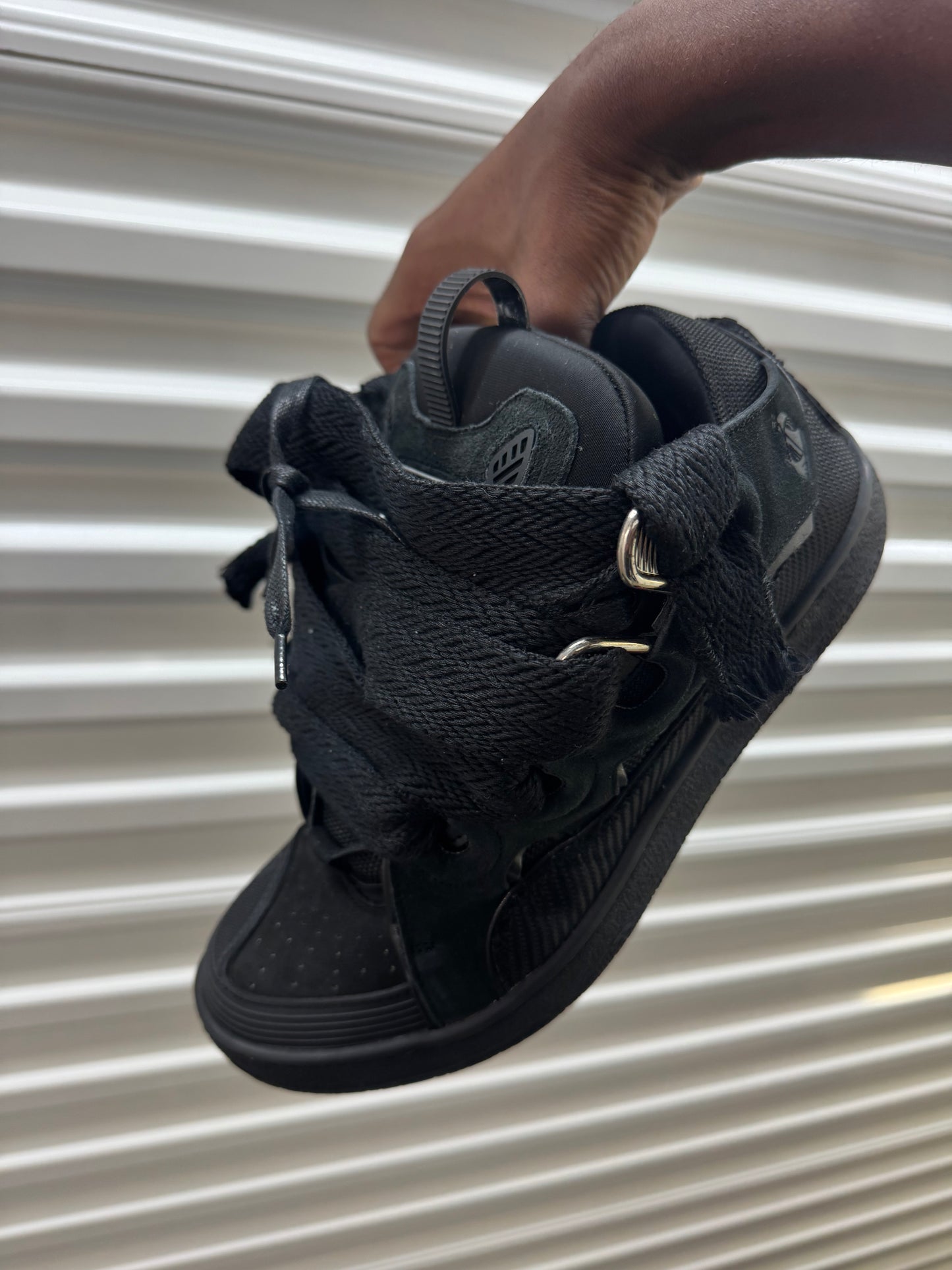 All Black Lanvin Curb Sneaker